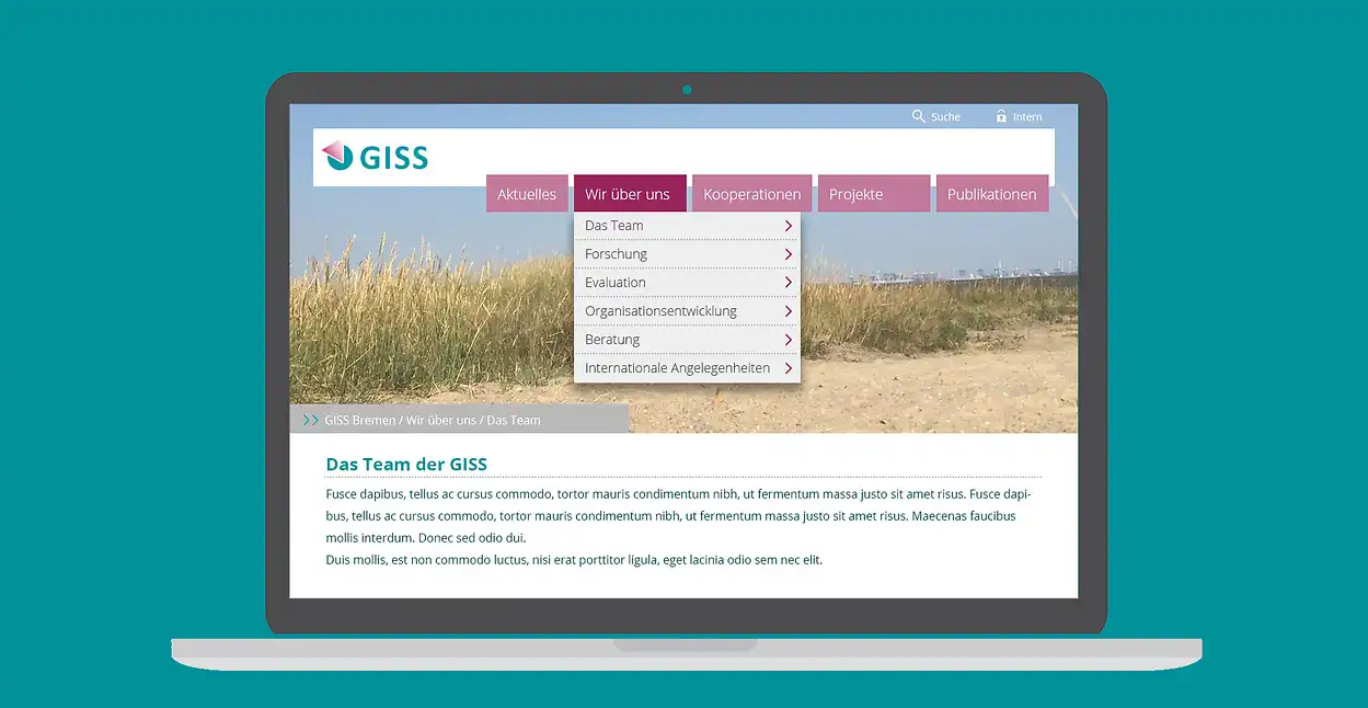 Screendesign giss-ev.de